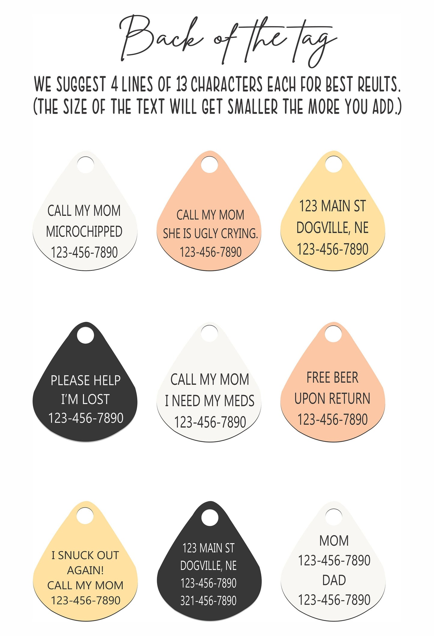 Tear Drop Pet Tag: Personalized Stainless Steel Dog & Cat ID - a thoughtful custom gift