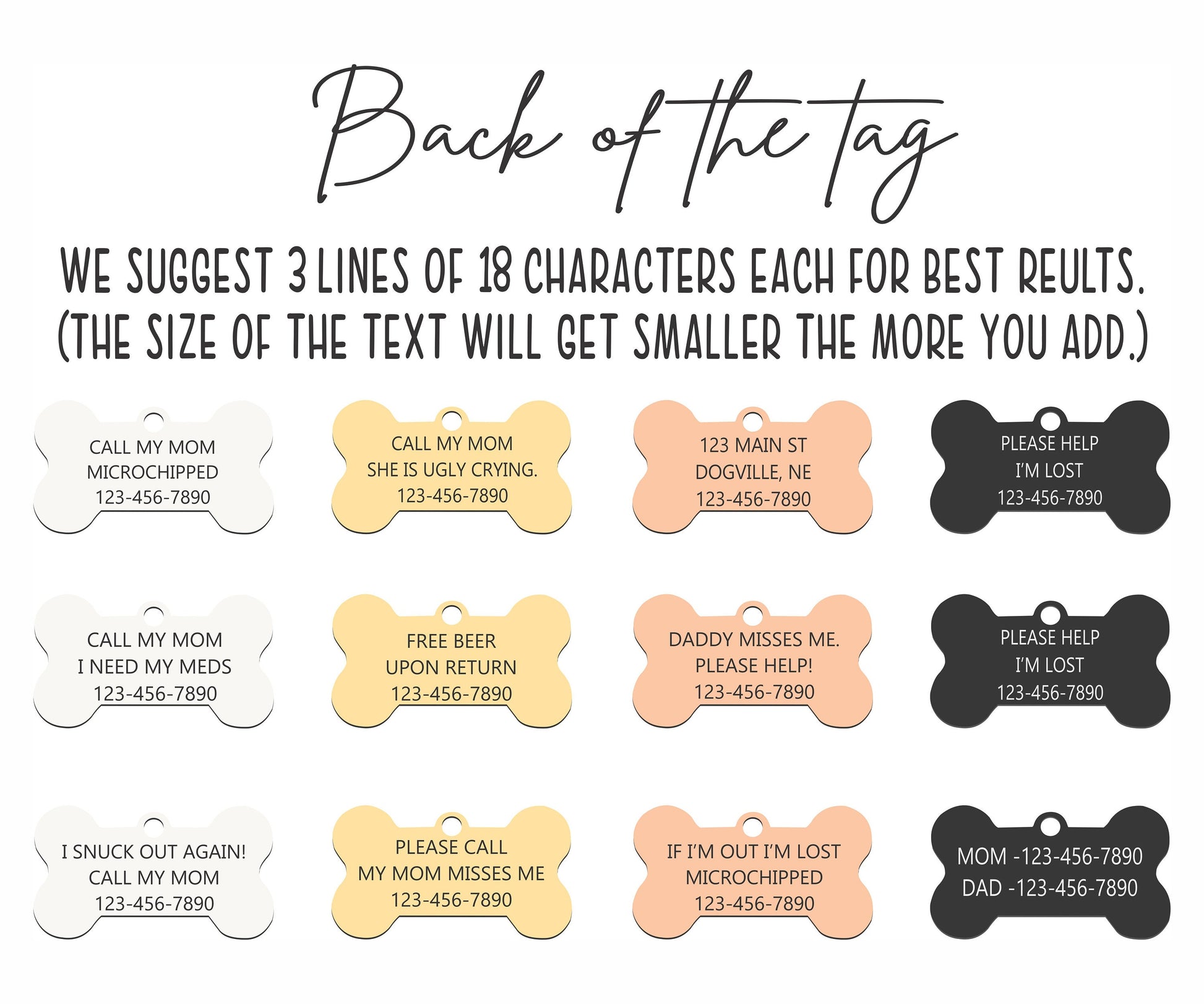 Personalized Bone Dog Tag - personalization example