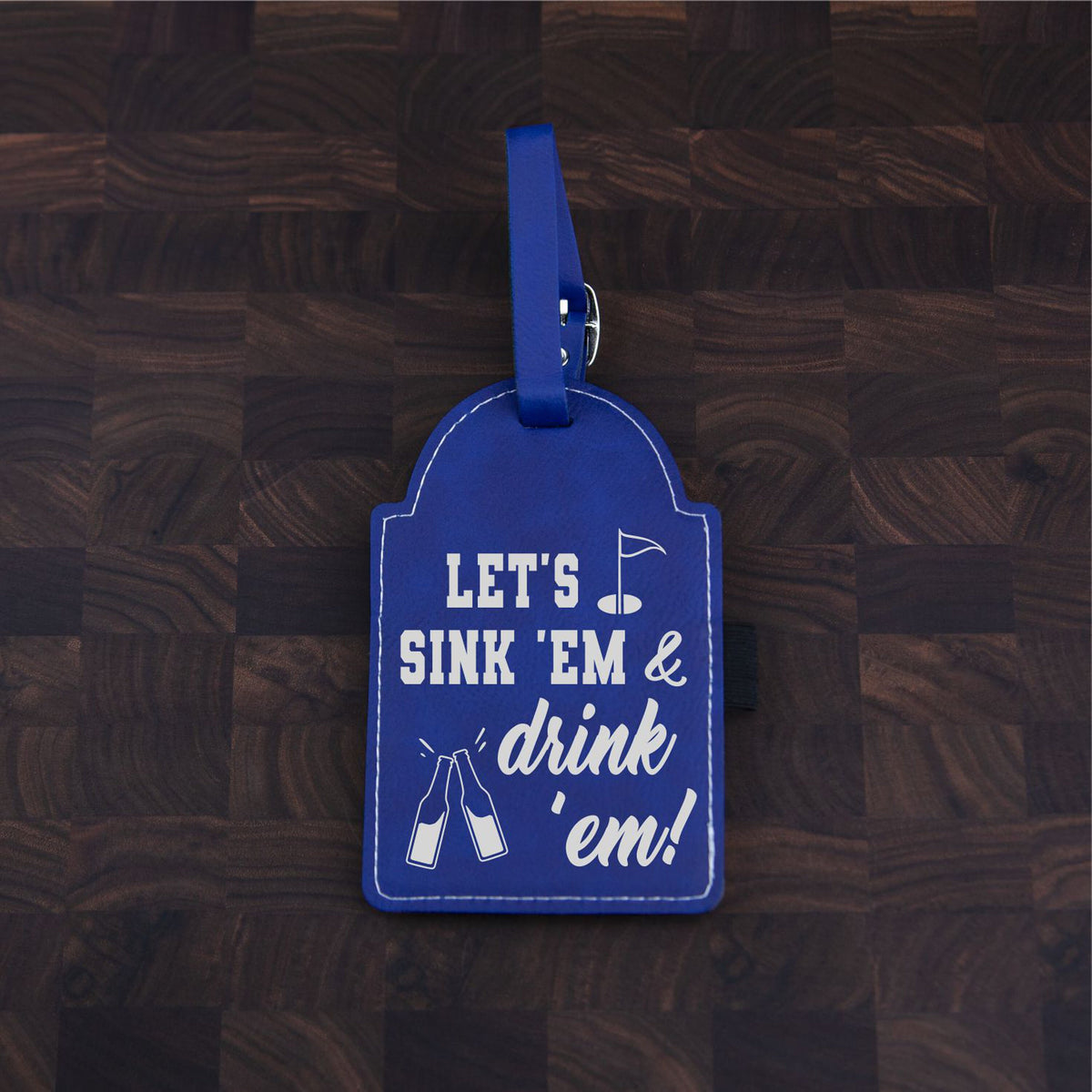Personalized Golf Bag Tag - Laser Engraved Leatherette with Tees