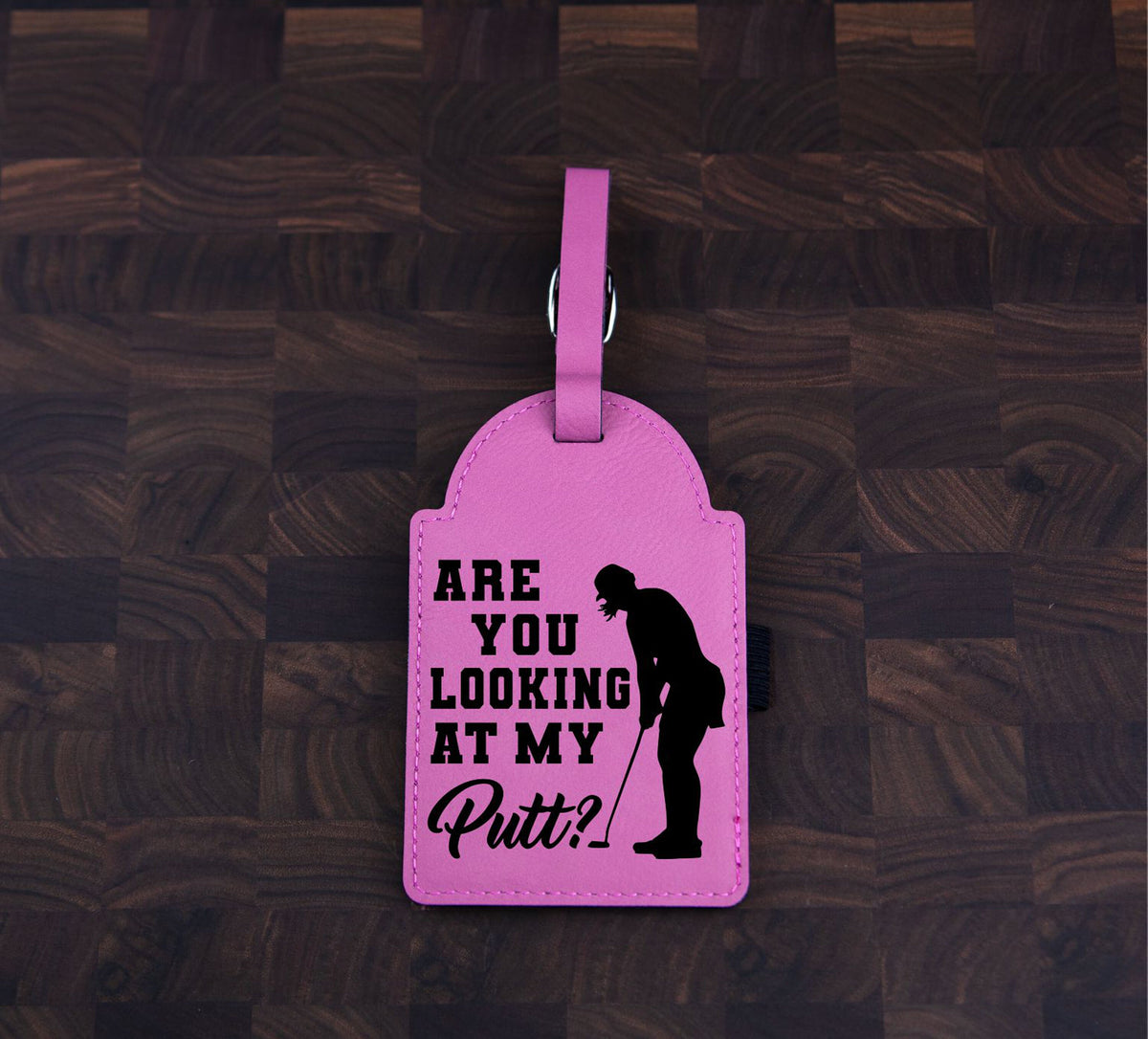 Personalized Golf Bag Tag - Laser Engraved Leatherette with Tees