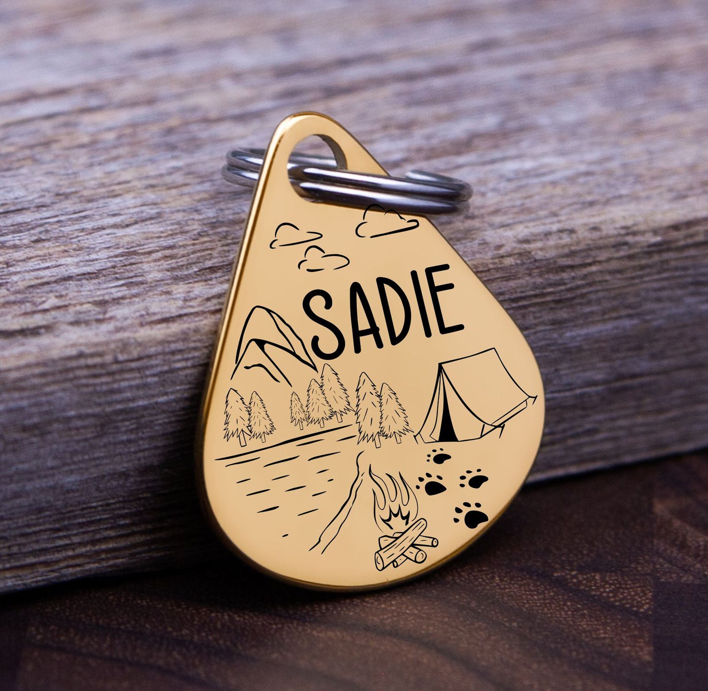 Tear Drop Pet Tag: Personalized Stainless Steel Dog & Cat ID - personalization example