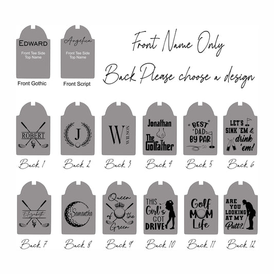 Personalized Golf Bag Tag - Laser Engraved Leatherette with Tees