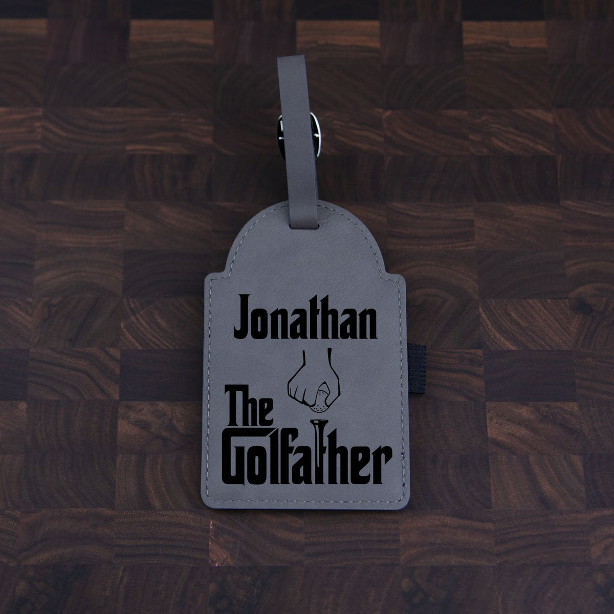Personalized Golf Bag Tag - Laser Engraved Leatherette with Tees