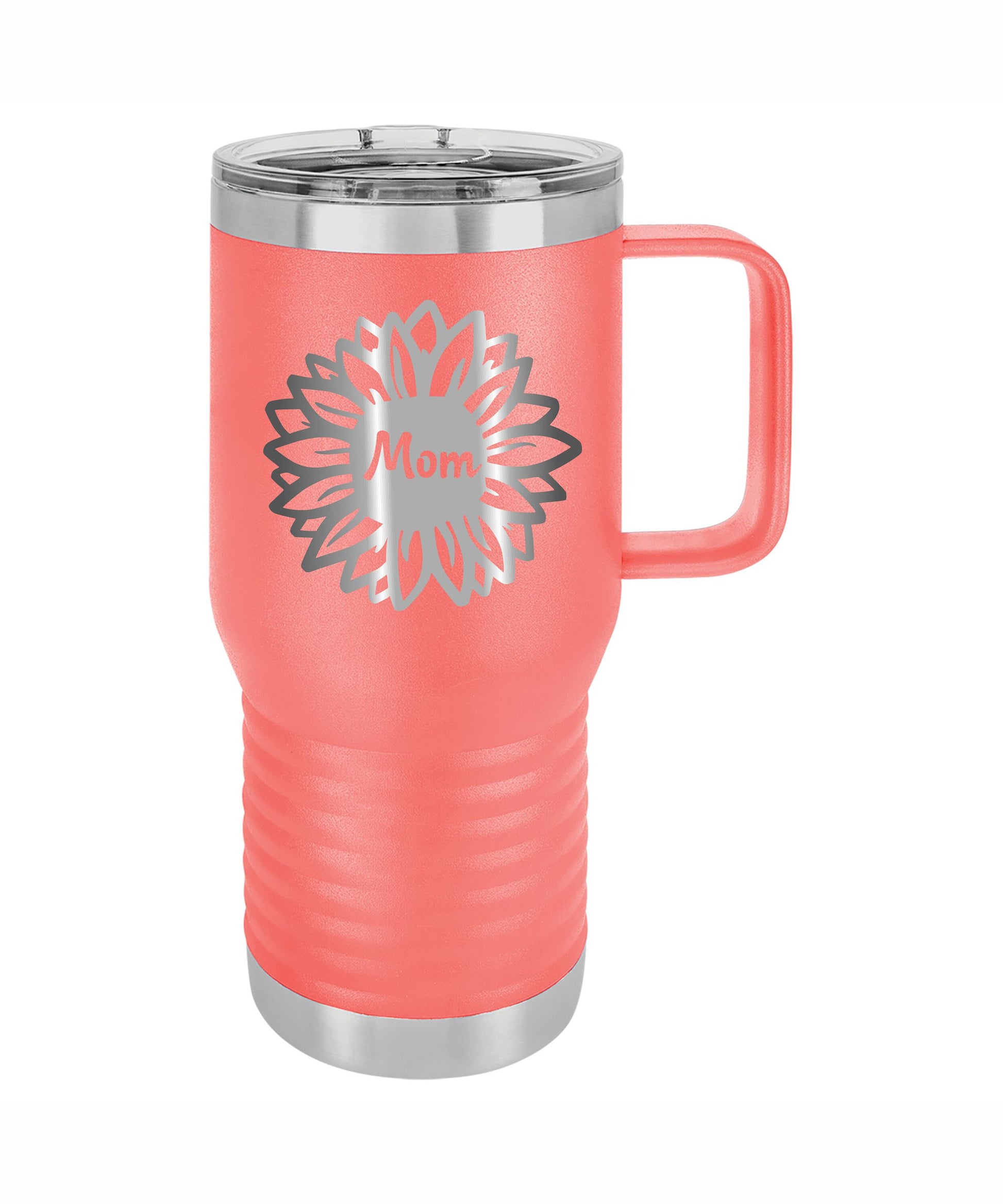 Personalized Mom Tumbler - close-up of the custom engraving