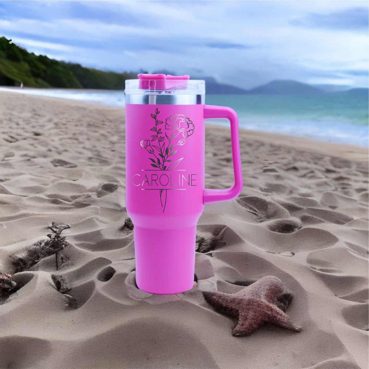 Personalized Birth Flower Tumbler - personalization example