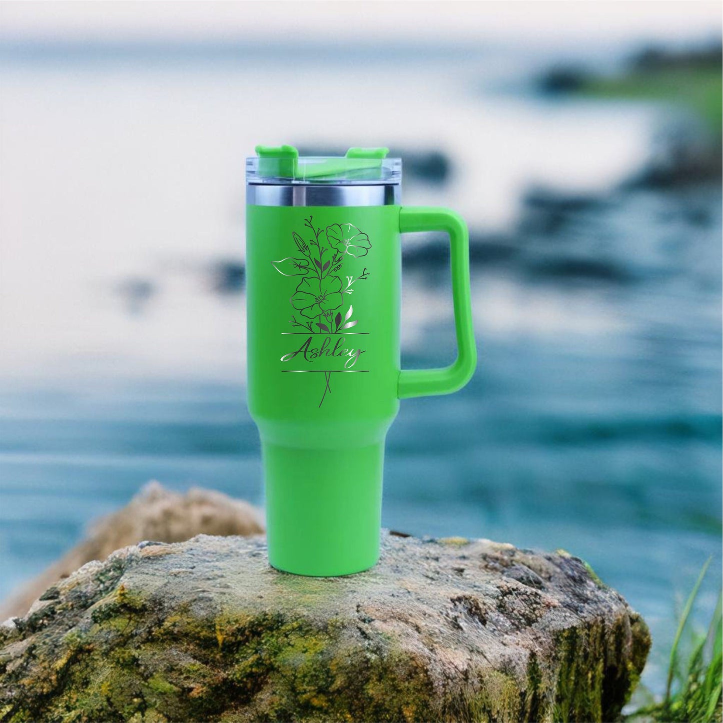 Personalized Birth Flower Tumbler - color and style options