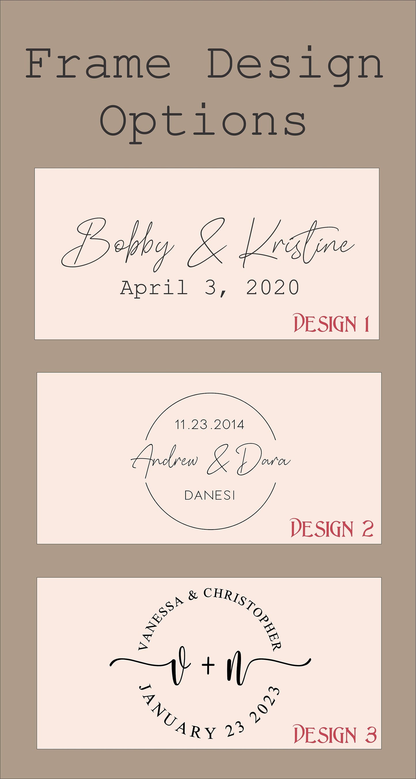 Personalized Anniversary Picture Frame - color and style options