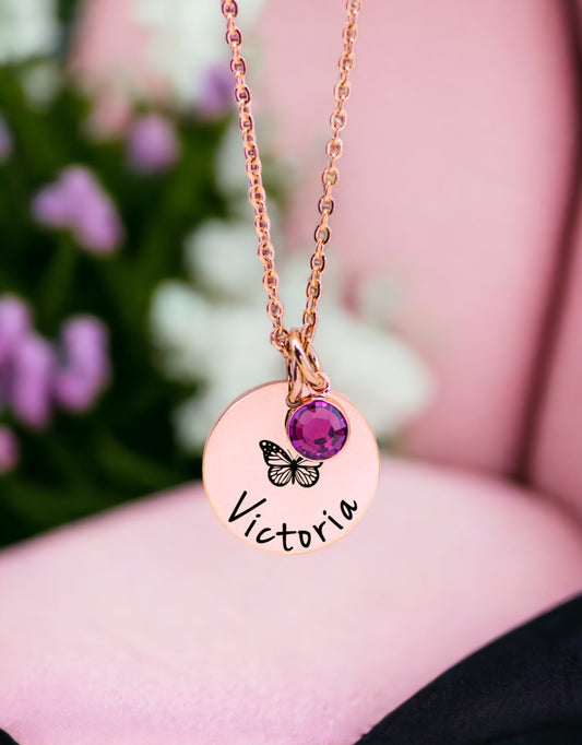 Personalized Butterfly Necklace for Girls