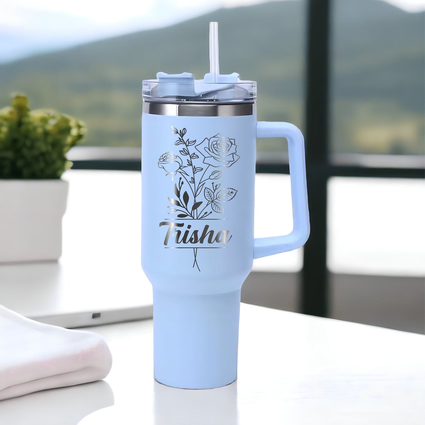 Personalized Birth Flower Tumbler