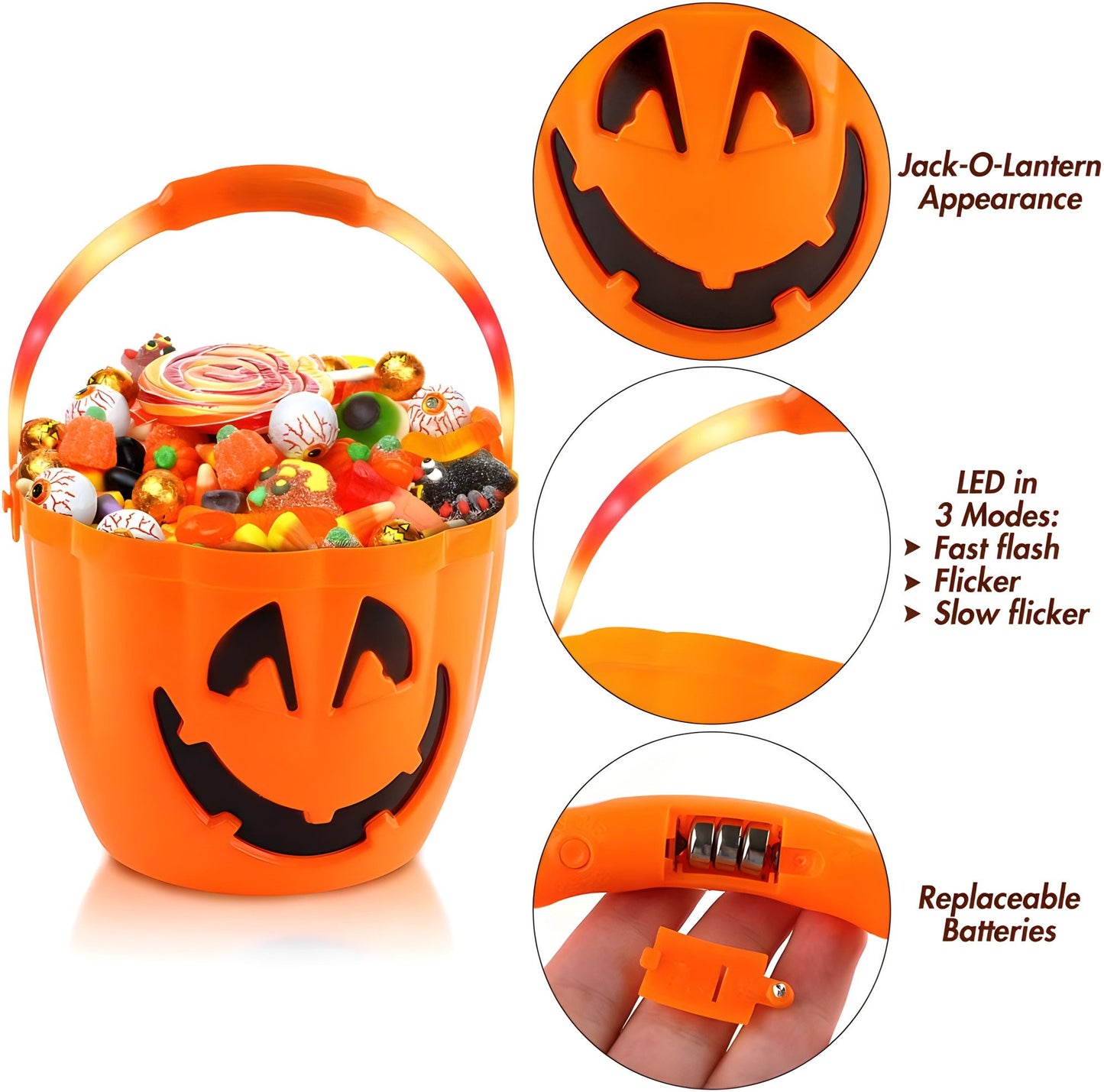 Light Up Trick or Treat Bucket - personalized engraved gift, family-made in Long Island