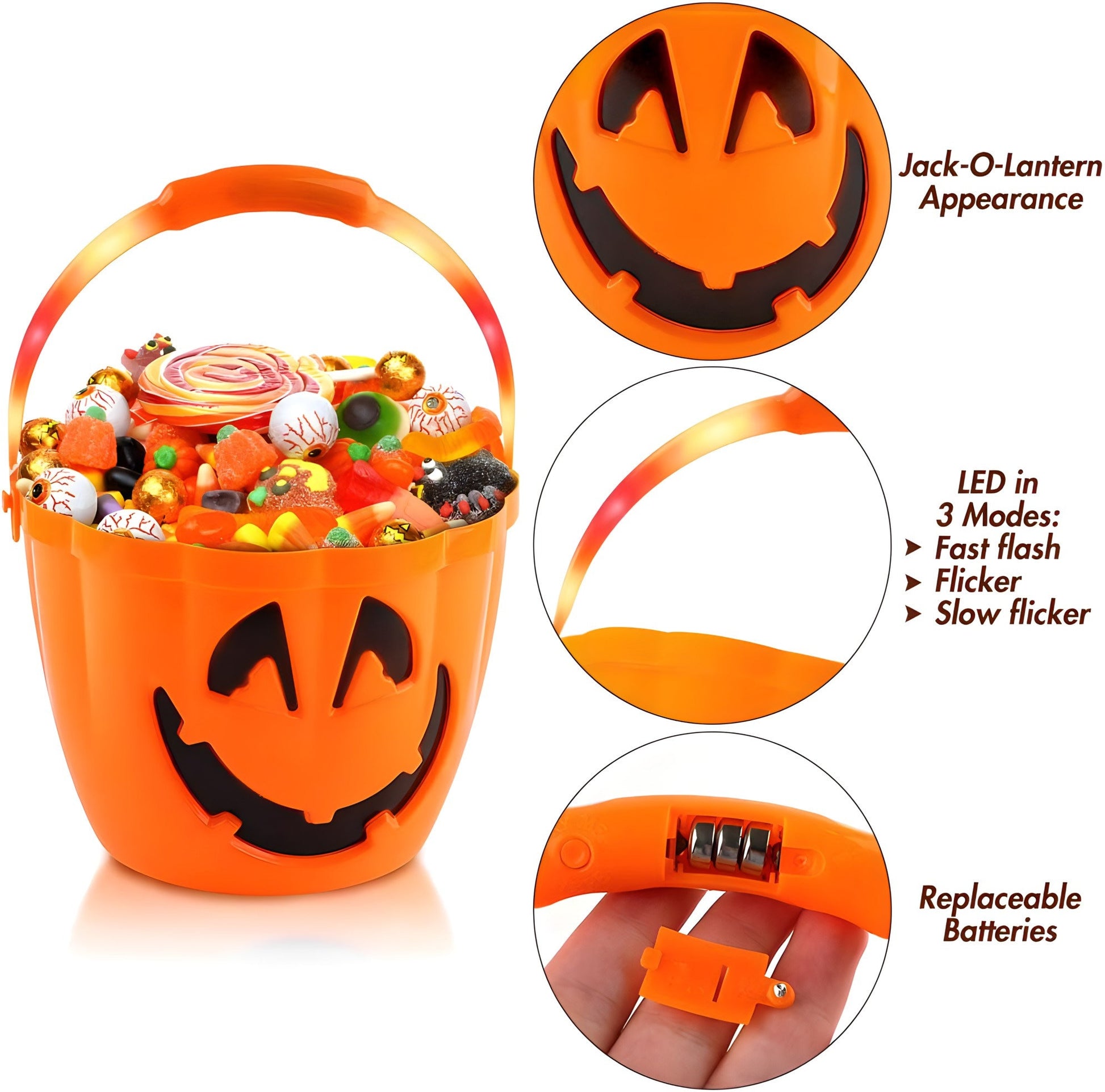 Light Up Trick or Treat Bucket - personalized engraved gift, family-made in Long Island