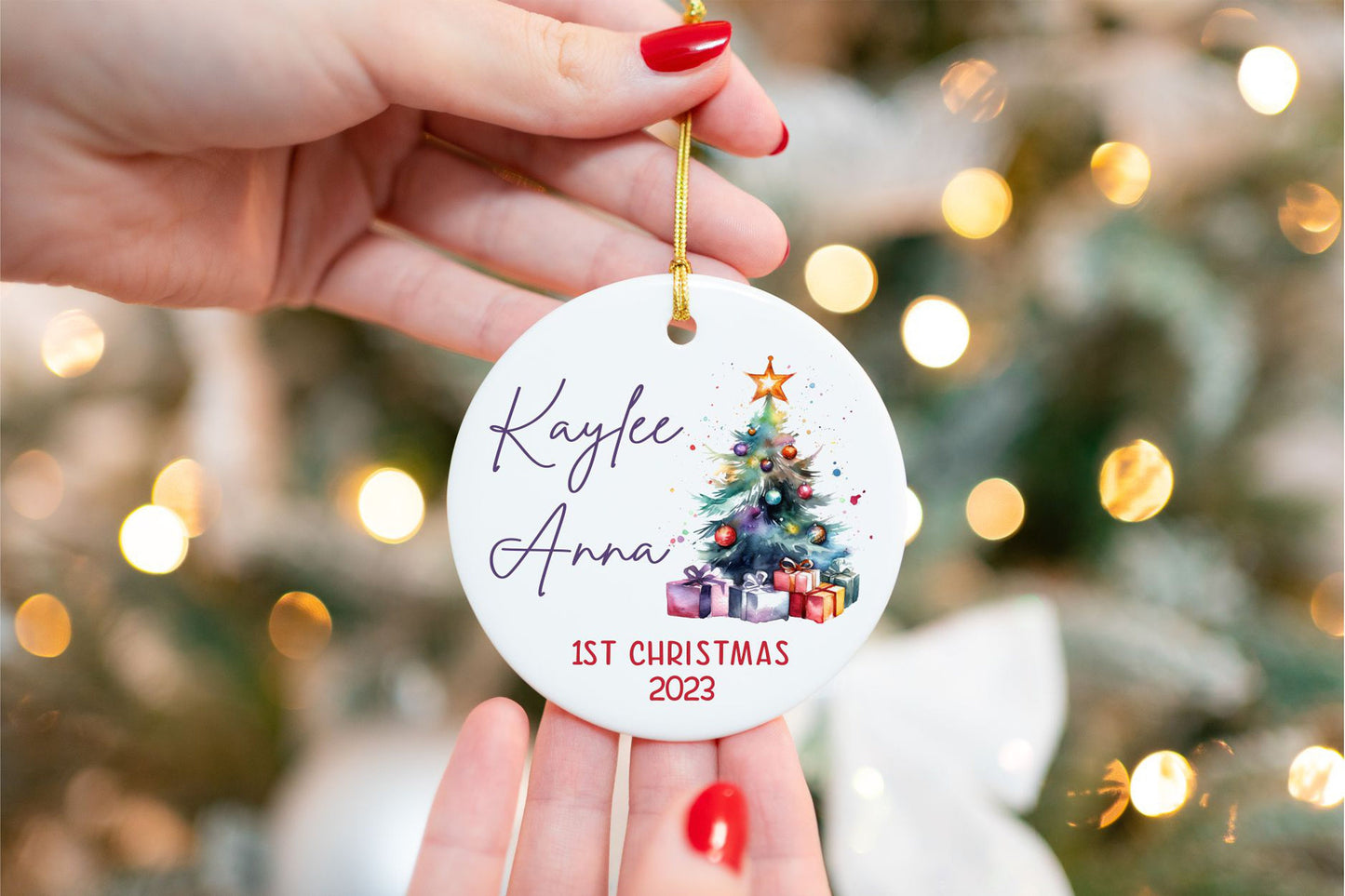 Baby First Christmas Ornament - personalization example