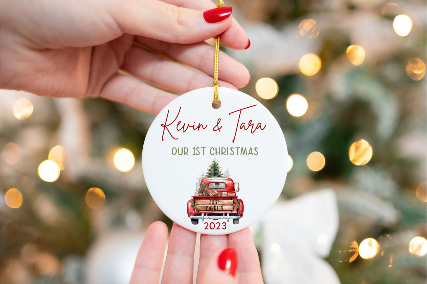 Couples First Christmas Ornament - color and style options