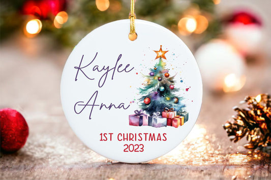 Baby First Christmas Ornament - personalized engraved gift, family-made in Long Island