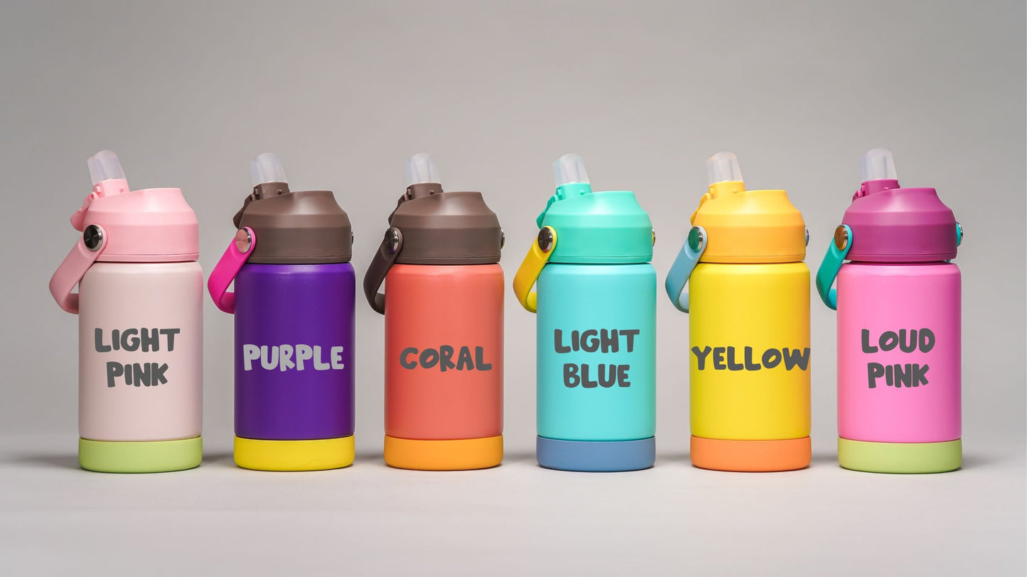Personalized Kids Water Bottle – Engraved Name Stainless Steel Bottle for School, Camp, or Daycare (12oz)