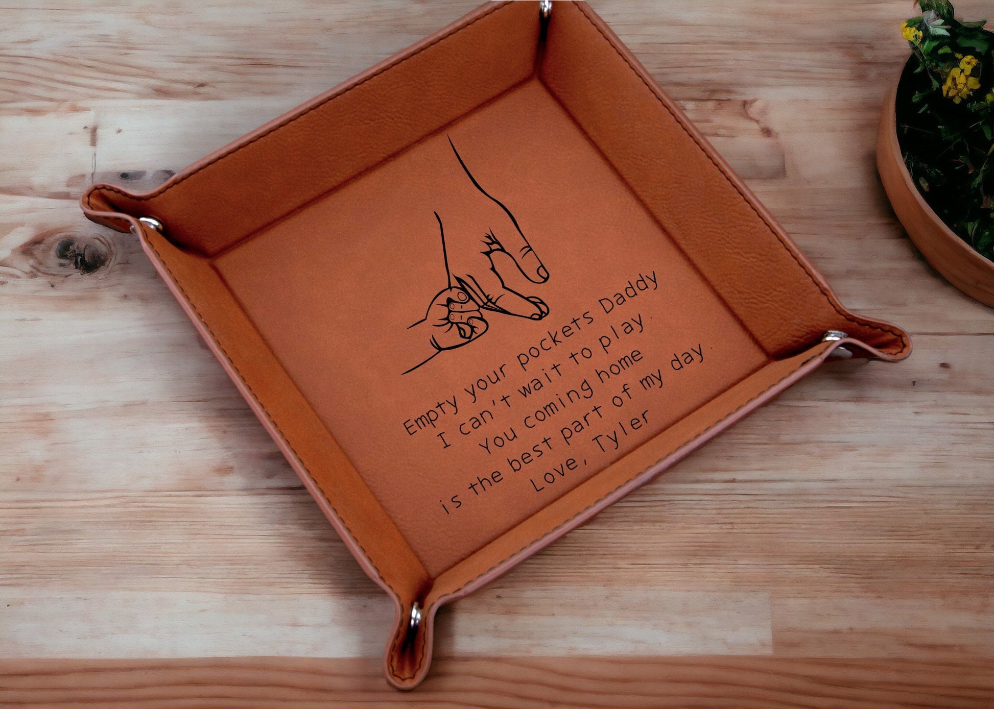 Personalized Valet Tray for Dad - personalized engraved gift, family-made in Long Island
