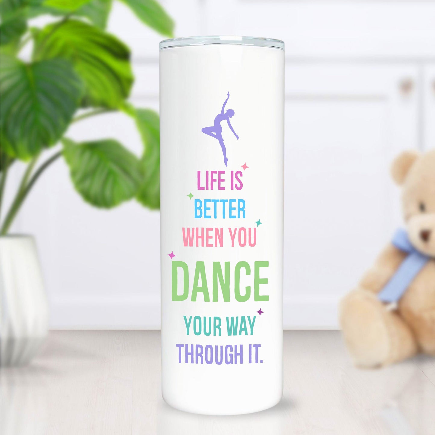 Personalized Dance Tumbler - close-up of the custom engraving