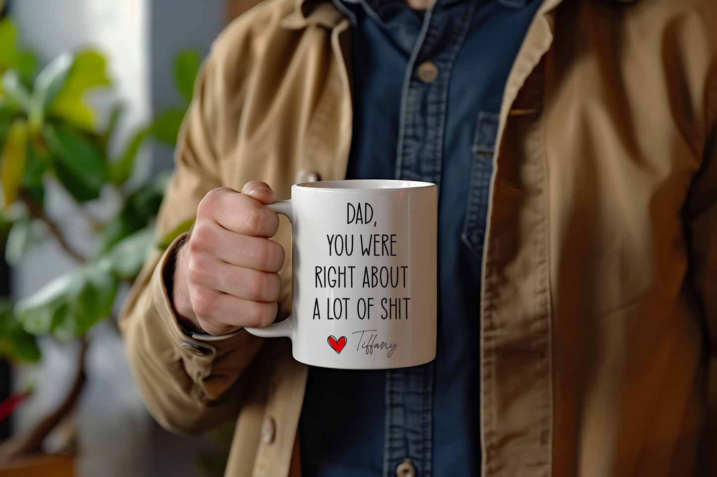“You Were Right About a Lot of Shit” Coffee Mug - close-up of the custom engraving