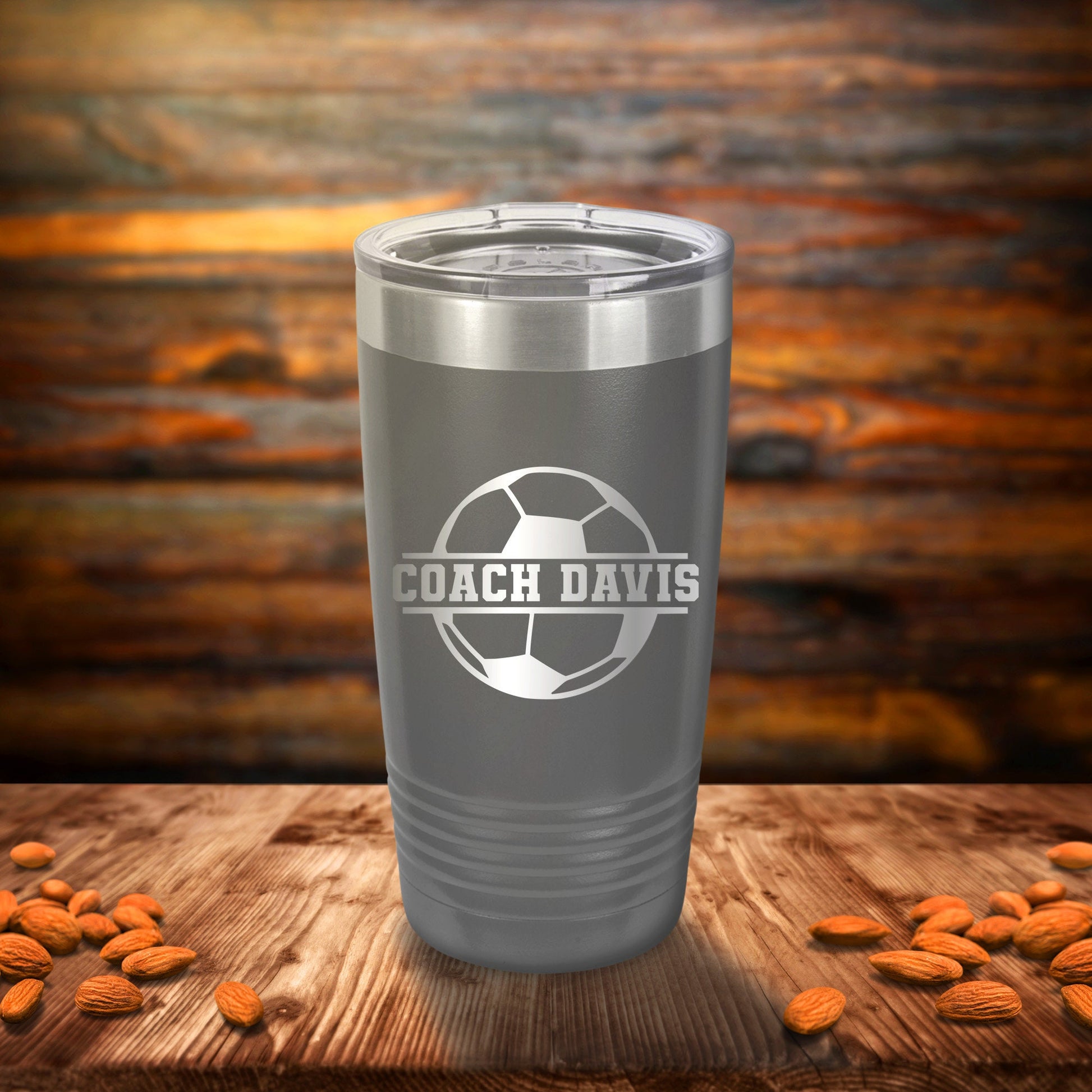 Personalized Soccer Coach Tumbler - personalization example