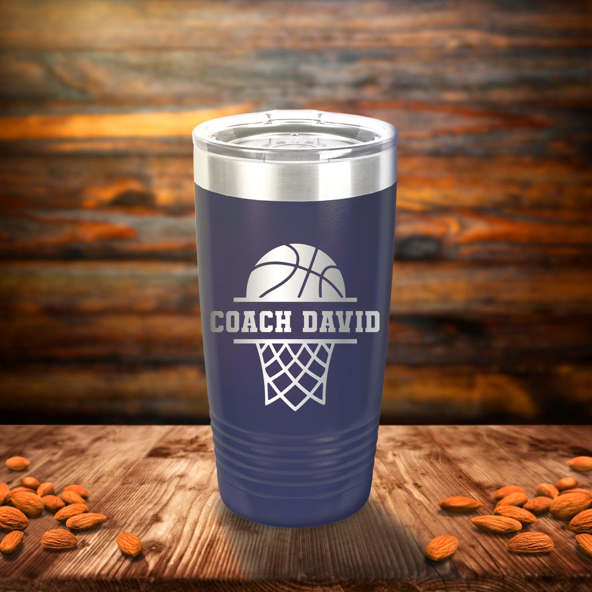 Personalized Basketball Coach Tumbler - Engraved 20oz Travel Mug - personalization example