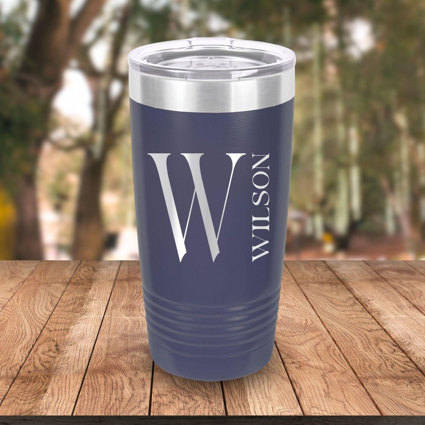 Personalized Groomsmen Tumbler - close-up of the custom engraving
