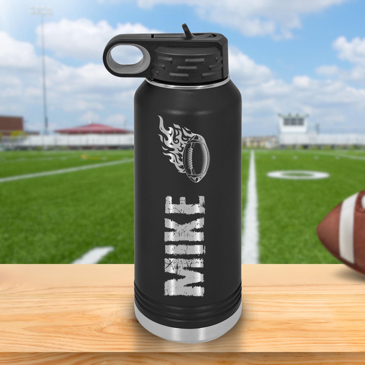 Personalized Football Player Water Bottle - color and style options