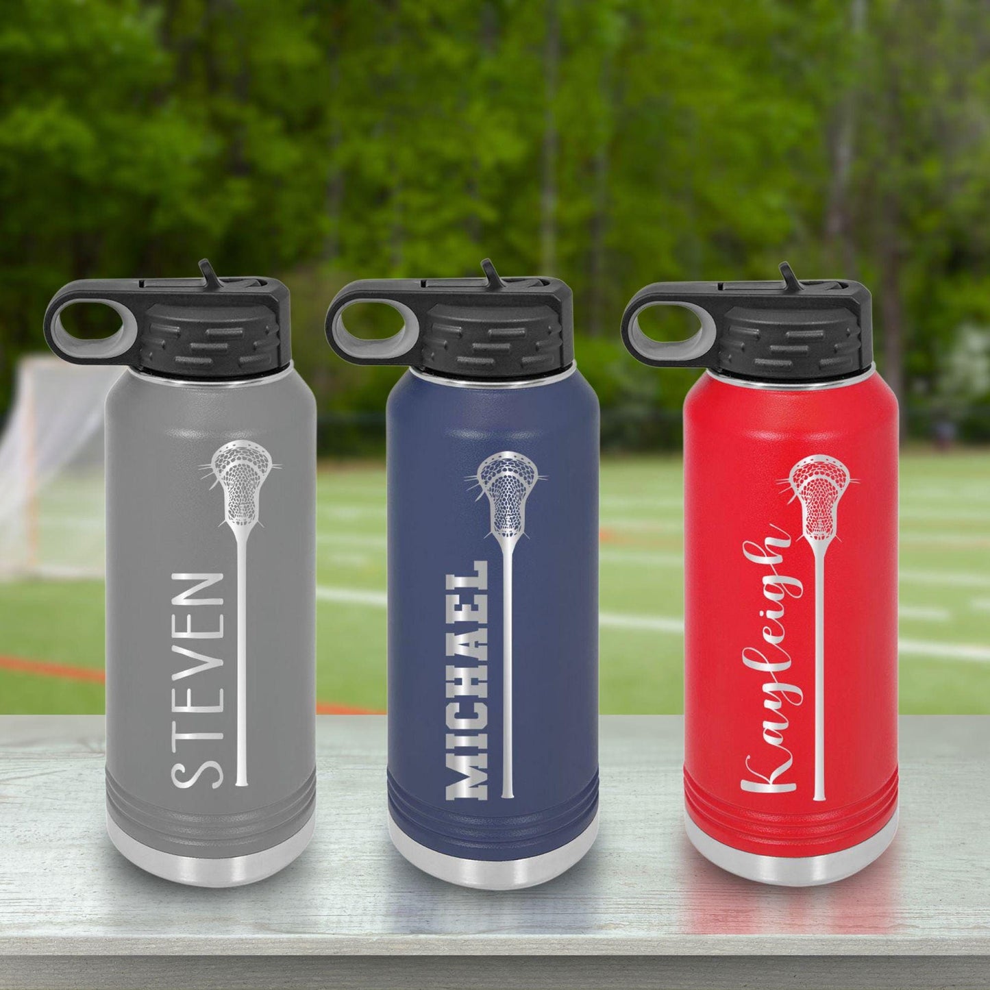 Personalized Lacrosse Water Bottle - personalized engraved gift, family-made in Long Island