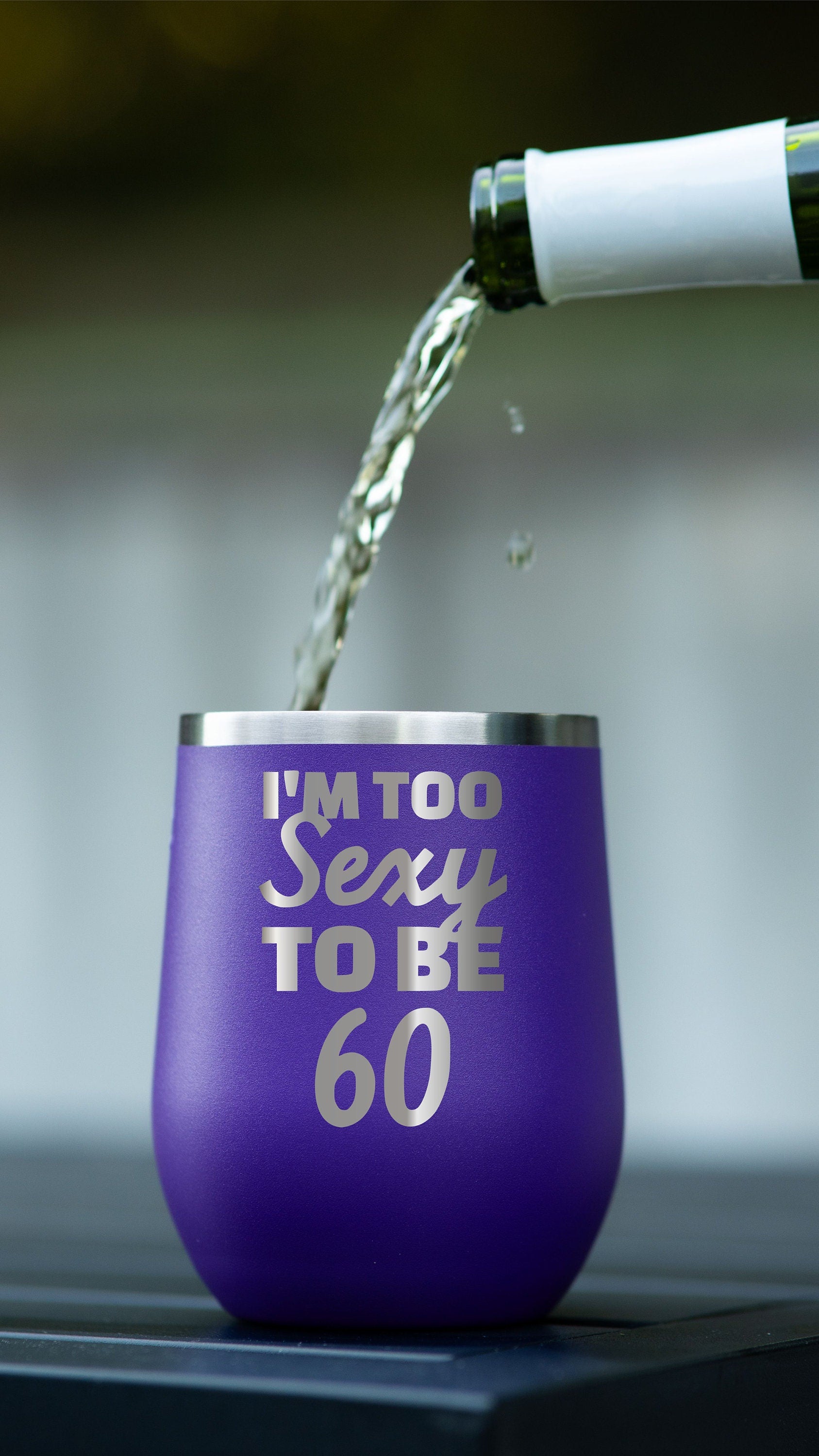 60th Birthday Wine Tumbler - personalized engraved gift, family-made in Long Island