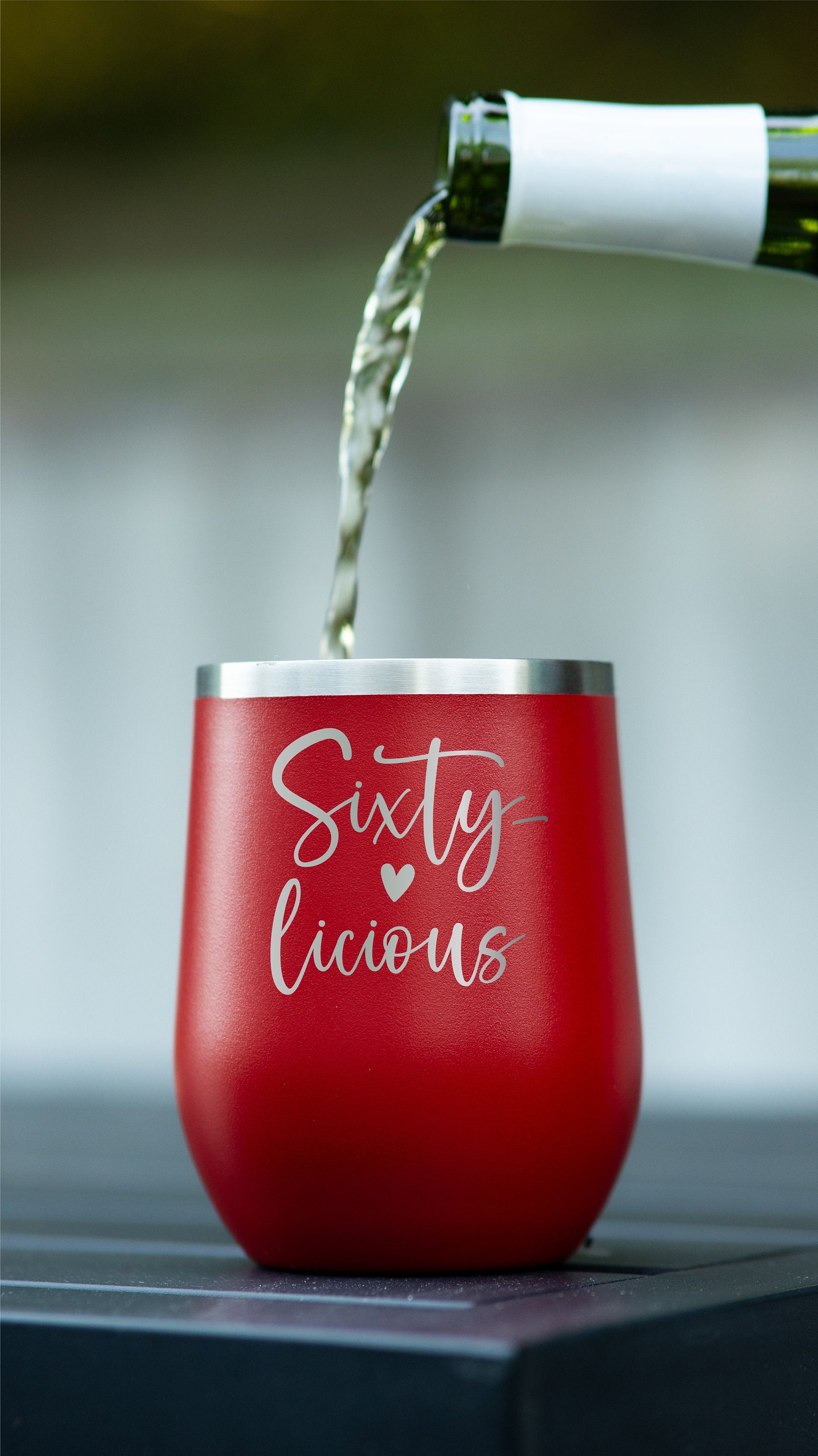 60th Birthday Wine Tumbler - personalization example