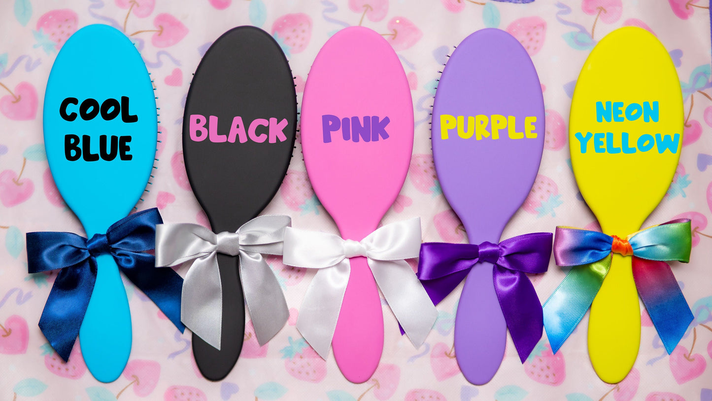 Personalized Detangling Hair Brush - close-up of the custom engraving