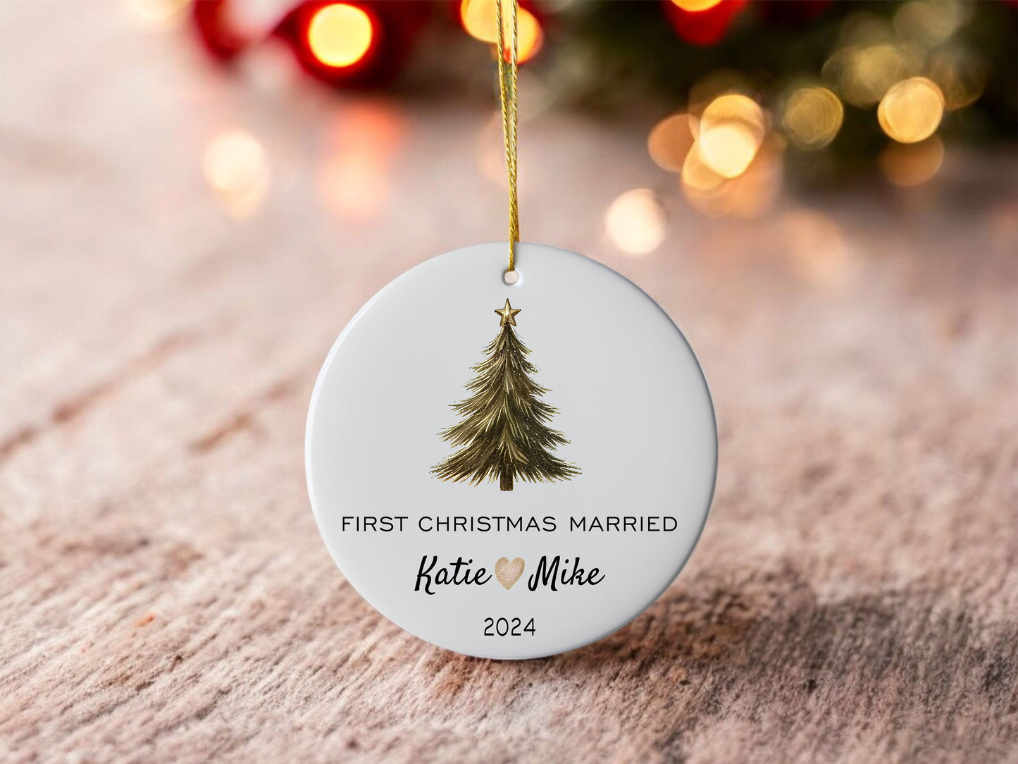 First Christmas Married Ornament - color and style options