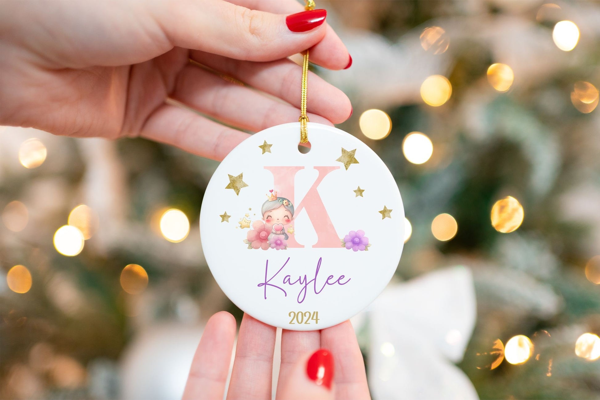 Personalized Initial Princess Ornament - color and style options