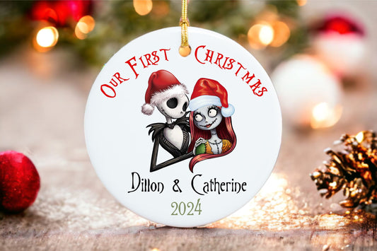 Personalized Couples First Christmas Ornament - Custom Ceramic Ornament