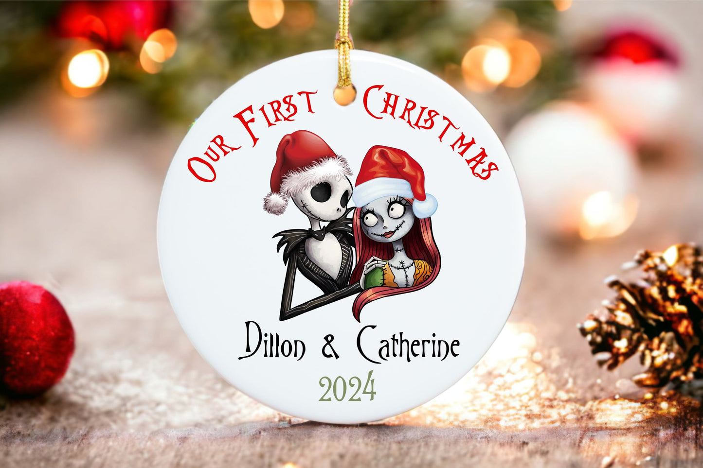 Personalized Couples First Christmas Ornament - Custom Ceramic - personalized engraved gift, family-made in Long Island