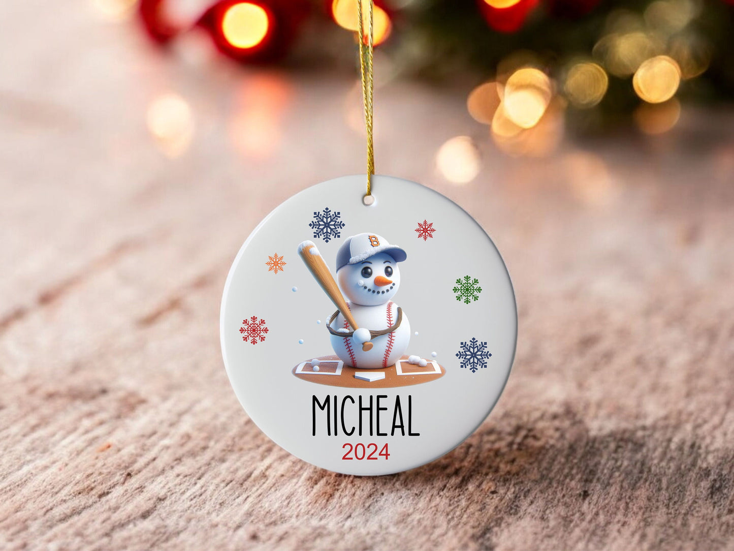 Personalized Baseball Ornament - color and style options