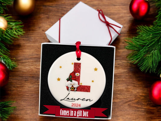 Personalized Family of Five Christmas Ornament - close-up of the custom engraving