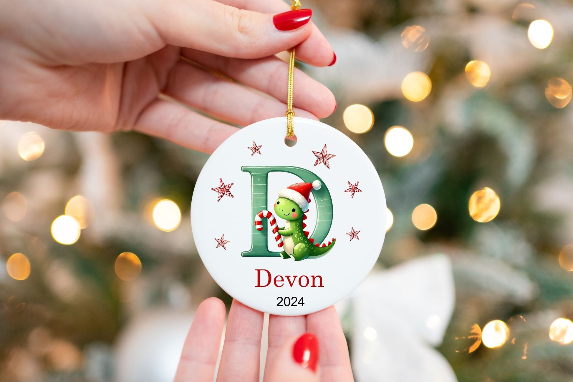 Personalized Dinosaur Initial Ornament - color and style options