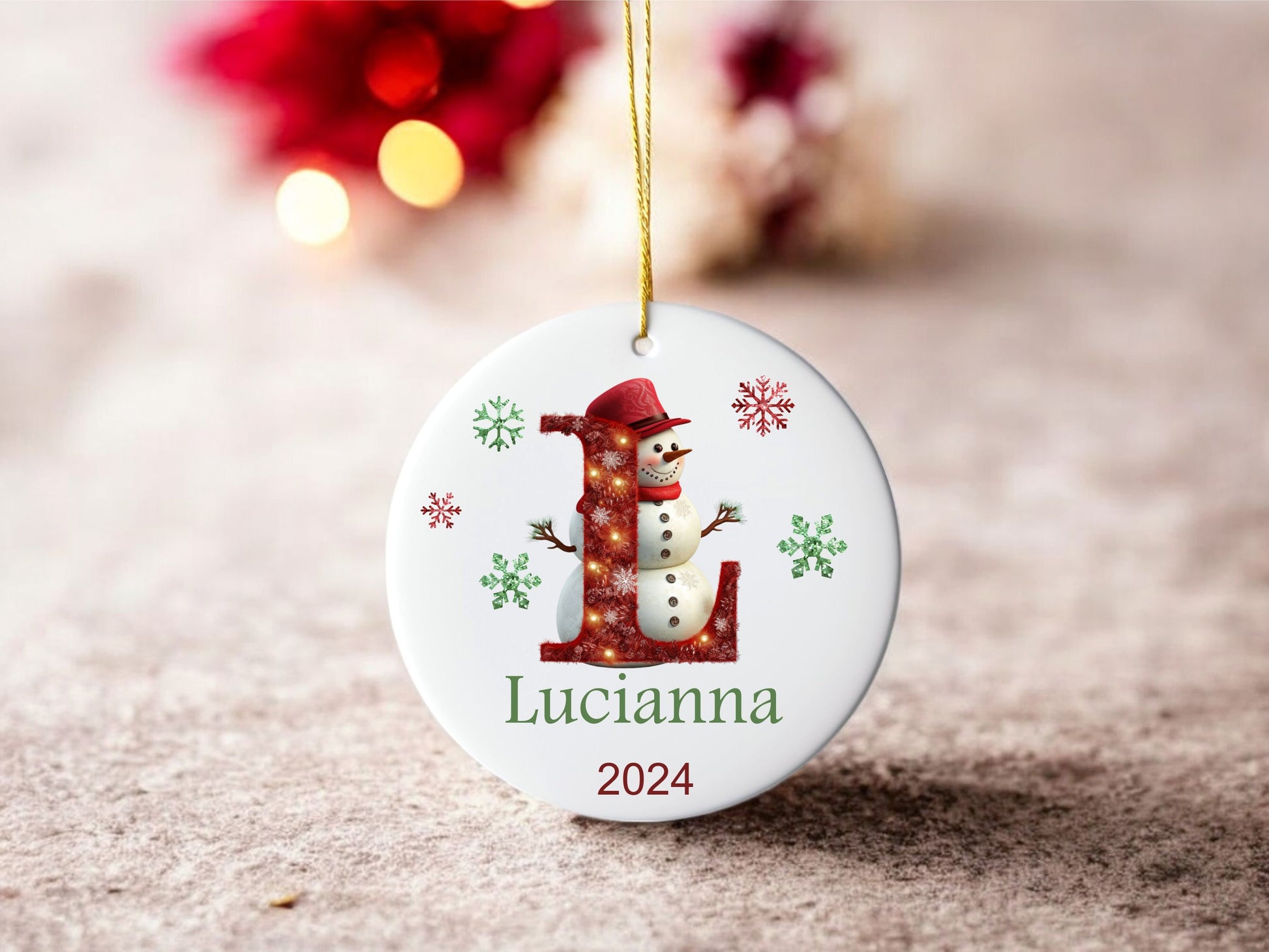 Personalized Initial Snowman Ornament - a thoughtful custom gift