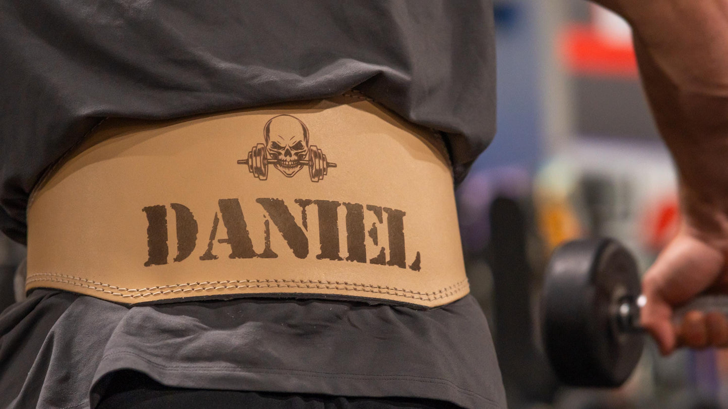 Personalized Leather Weightlifting Belt: Laser Engraved Gym Belt with - color and style options