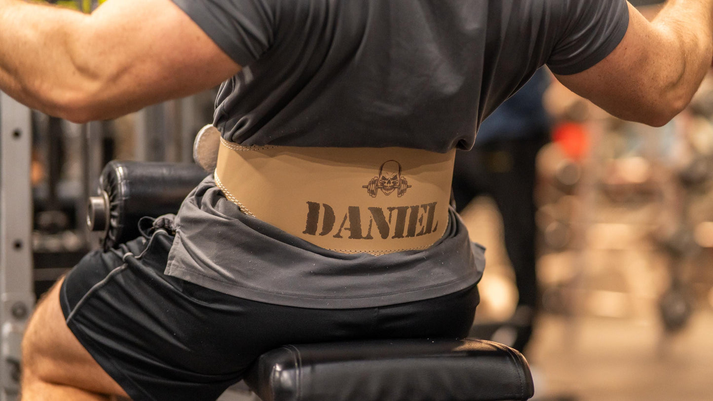 Personalized Leather Weight Lifting Belt: Padded Lumbar Support - color and style options