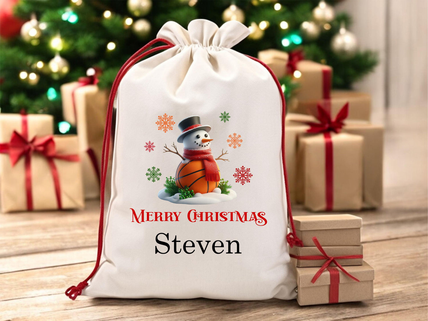 Soccer Santa Sack - personalization example