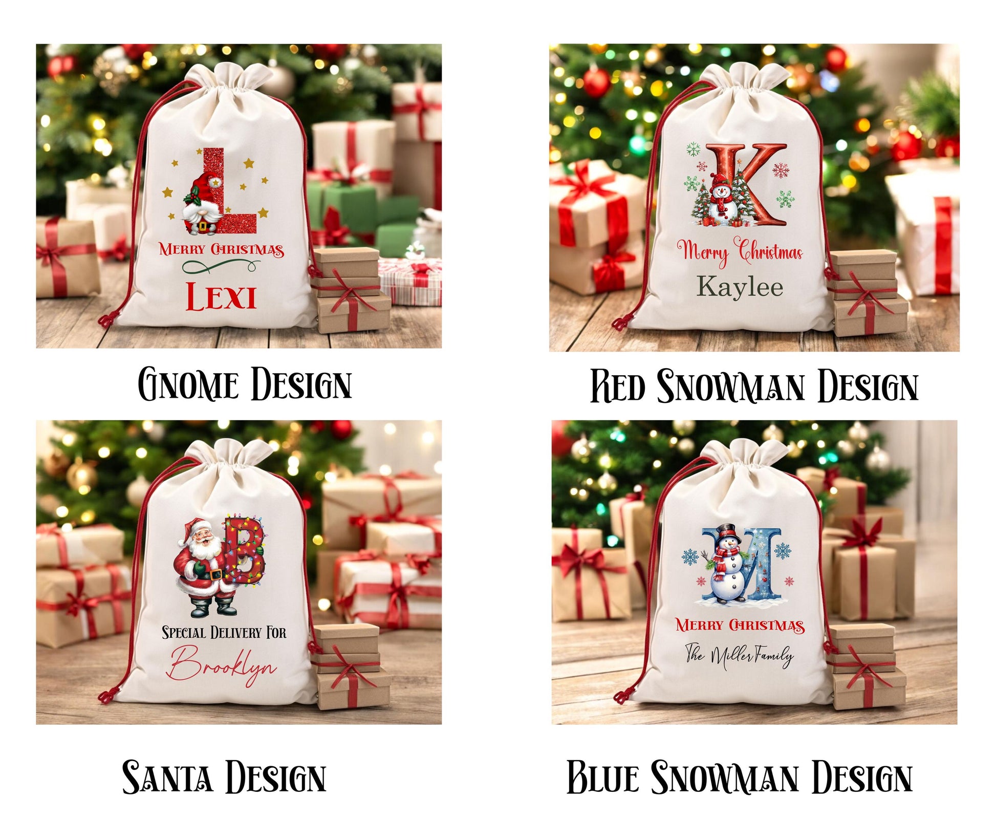 Santa Sack | Personalized with Initial | Canvas Christmas Gift Bag | - a thoughtful custom gift