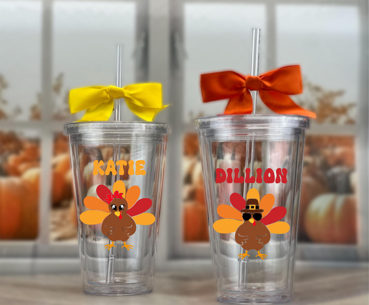 Kids Thanksgiving Tumbler - personalization example
