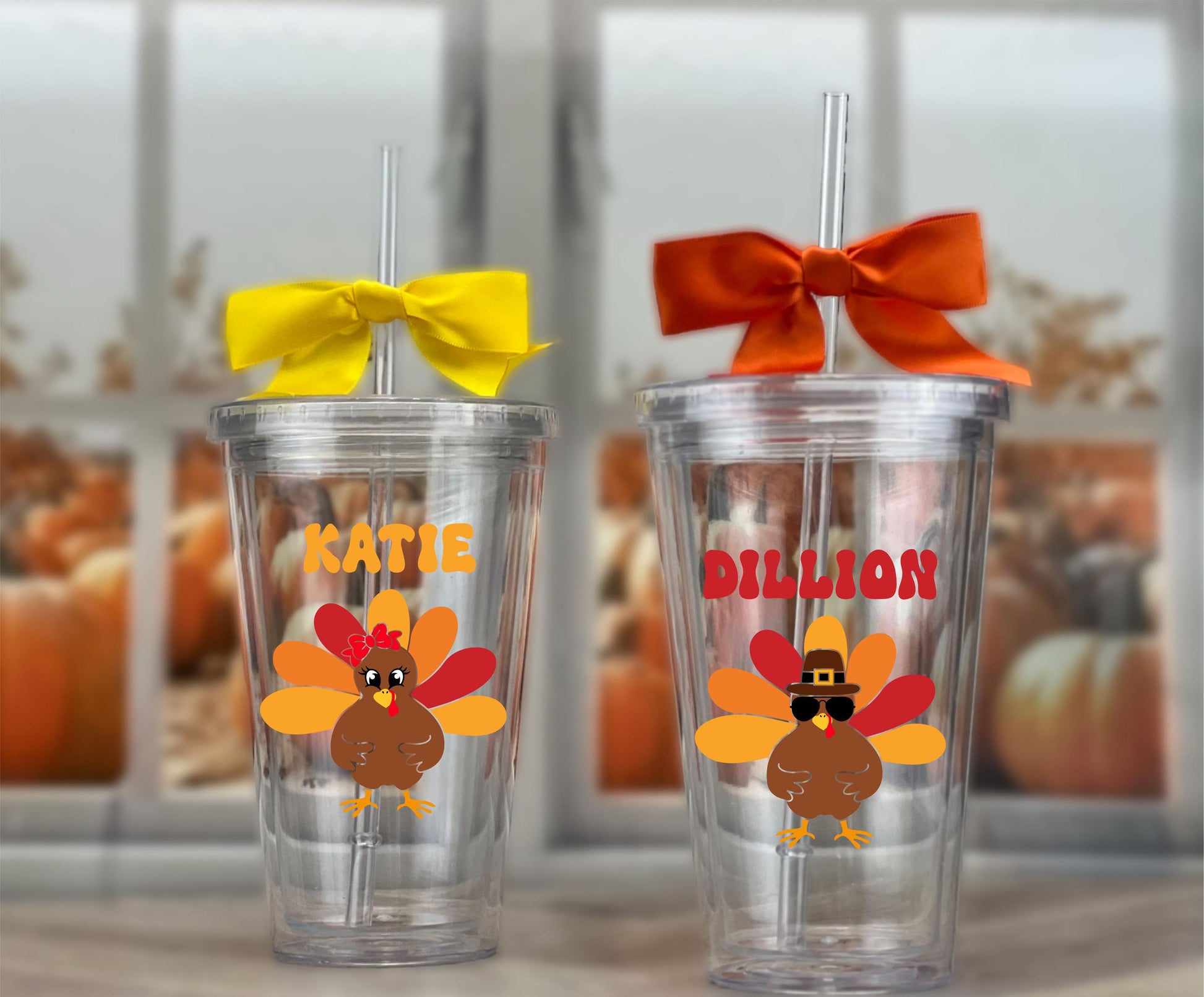 Kids Thanksgiving Tumbler - personalization example