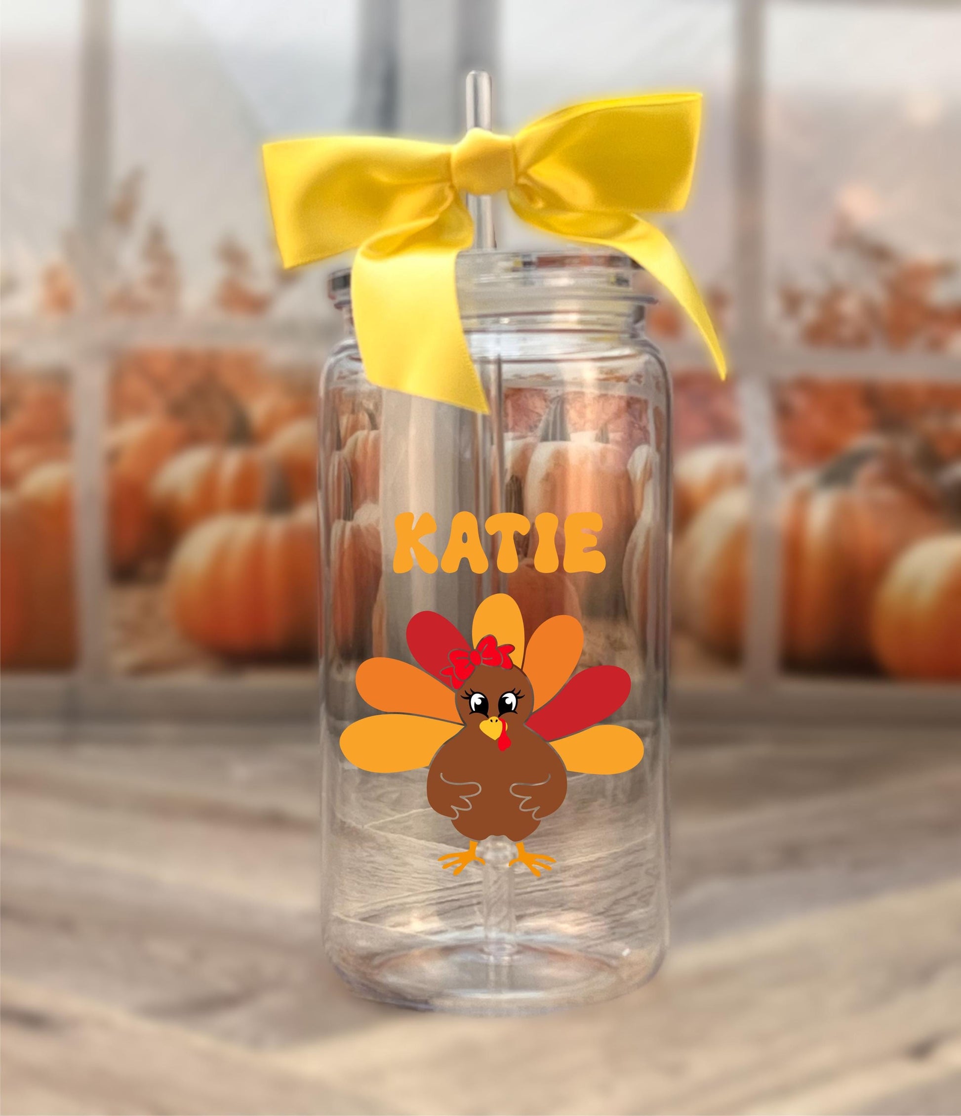 Kids Thanksgiving Tumbler - personalization example