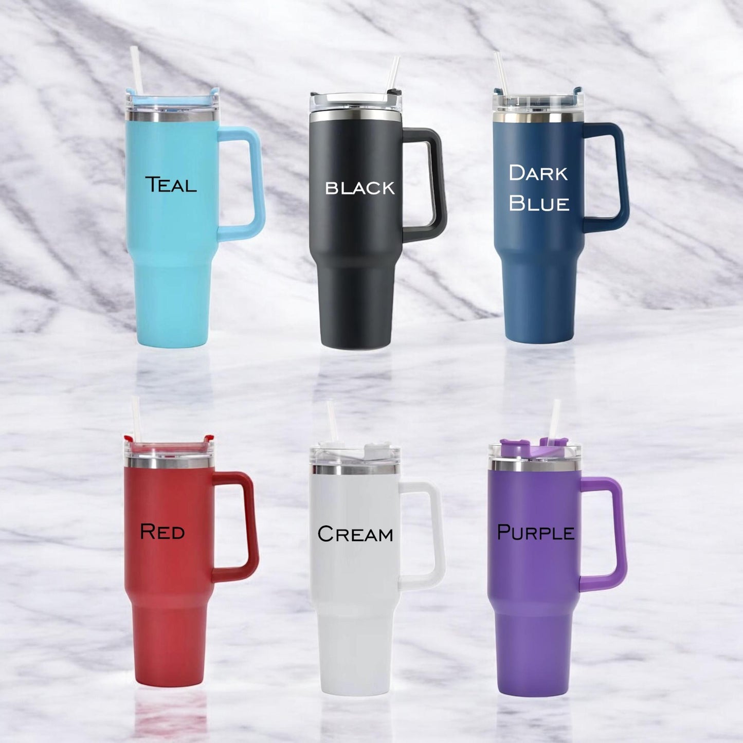 Personalized 40oz Tumbler with Handle and Straw - color and style options