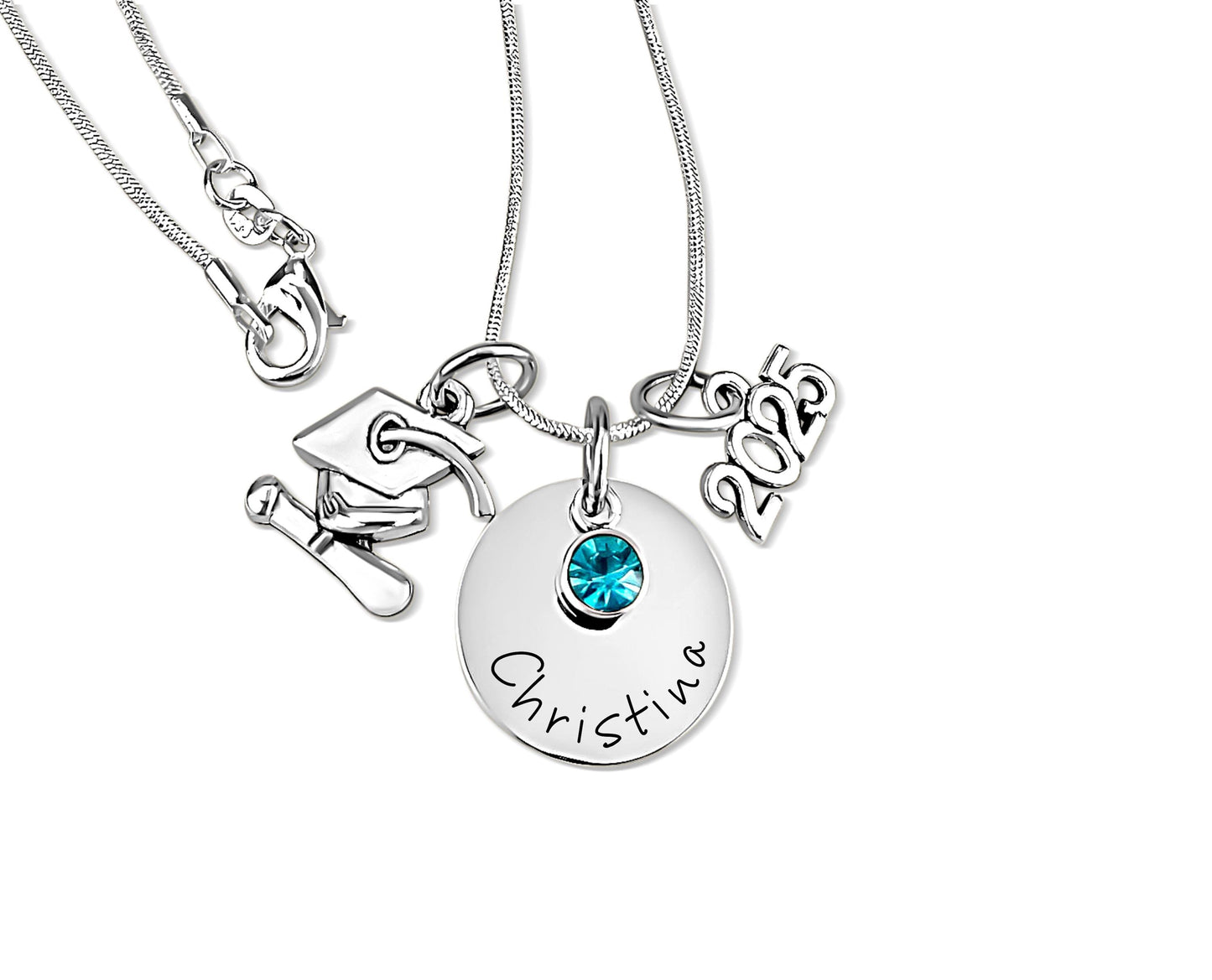 Personalized High School Graduation Necklace 2026 - close-up of the custom engraving