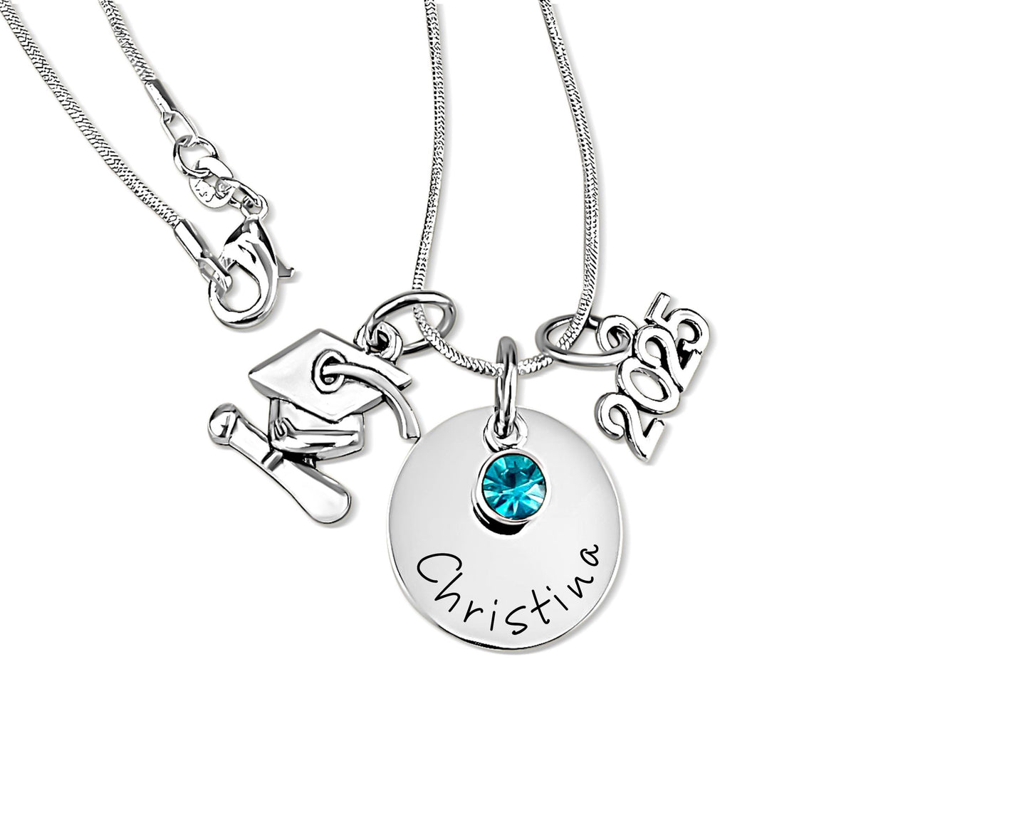 Personalized Graduation Necklace 2026 - close-up of the custom engraving