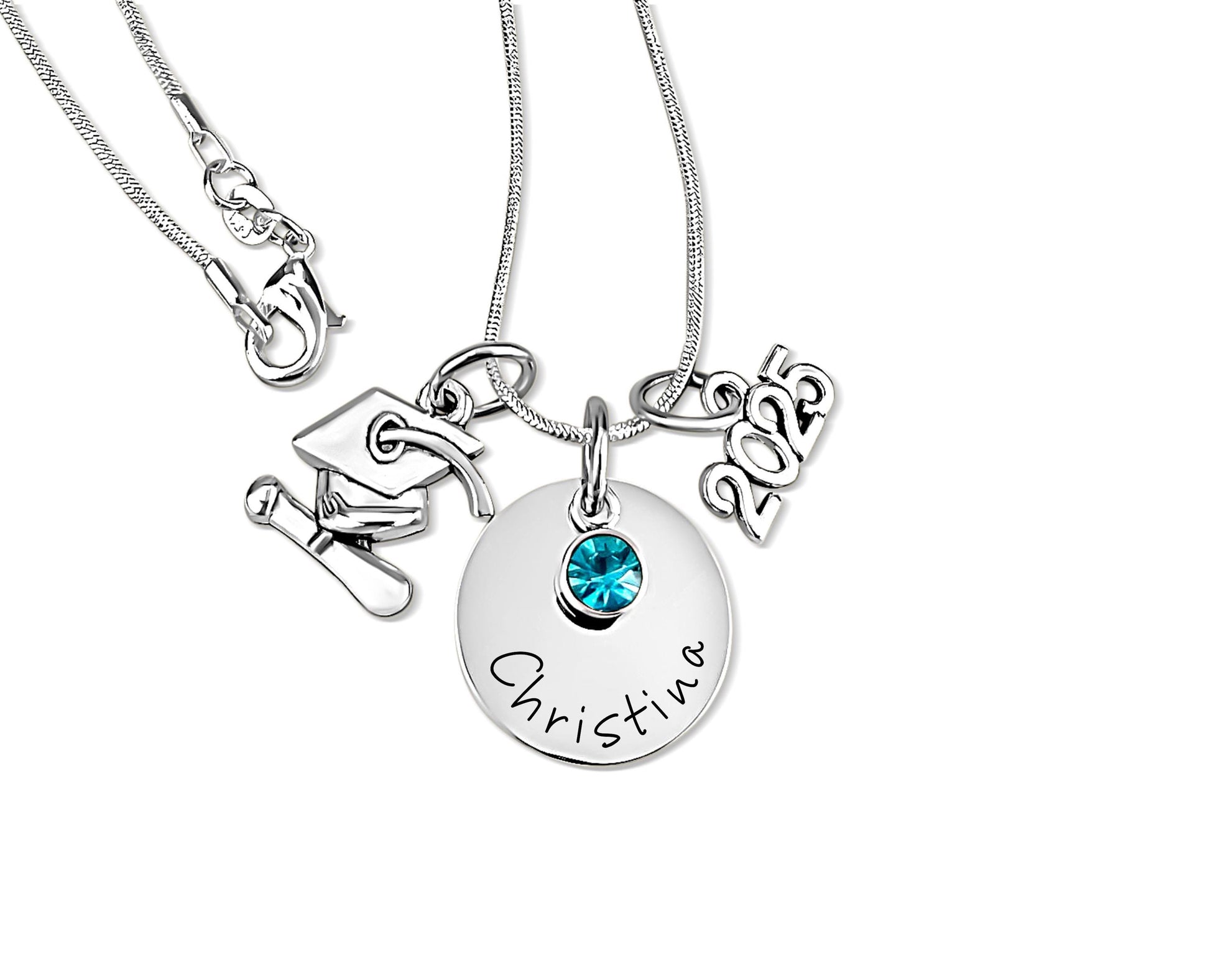 Personalized Graduation Necklace 2026 - close-up of the custom engraving