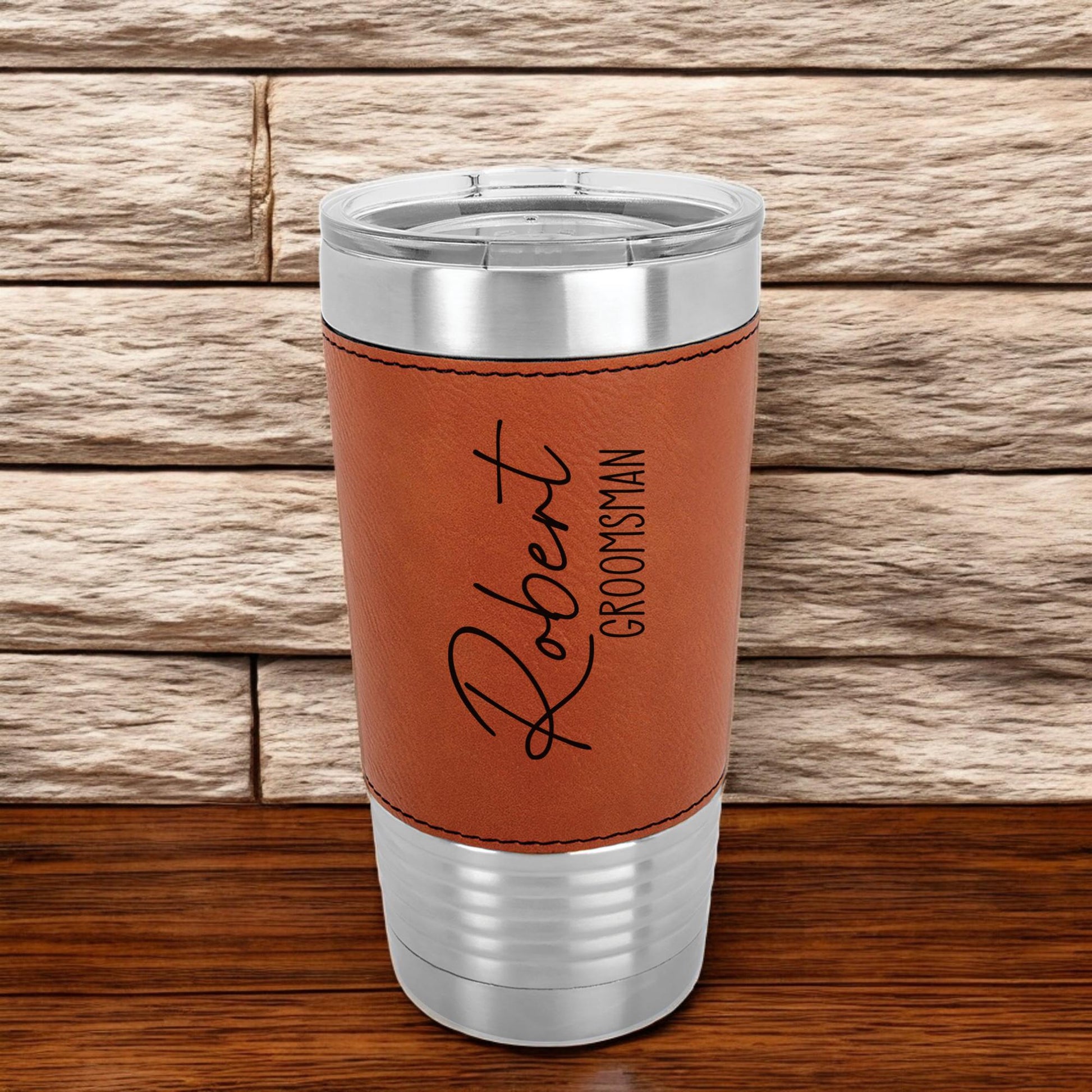 Personalized Tumbler for Men - close-up of the custom engraving